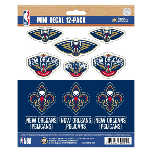 New Orleans Pelicans 12 Count Mini Decal Sticker Pack - New Orleans Pelicans