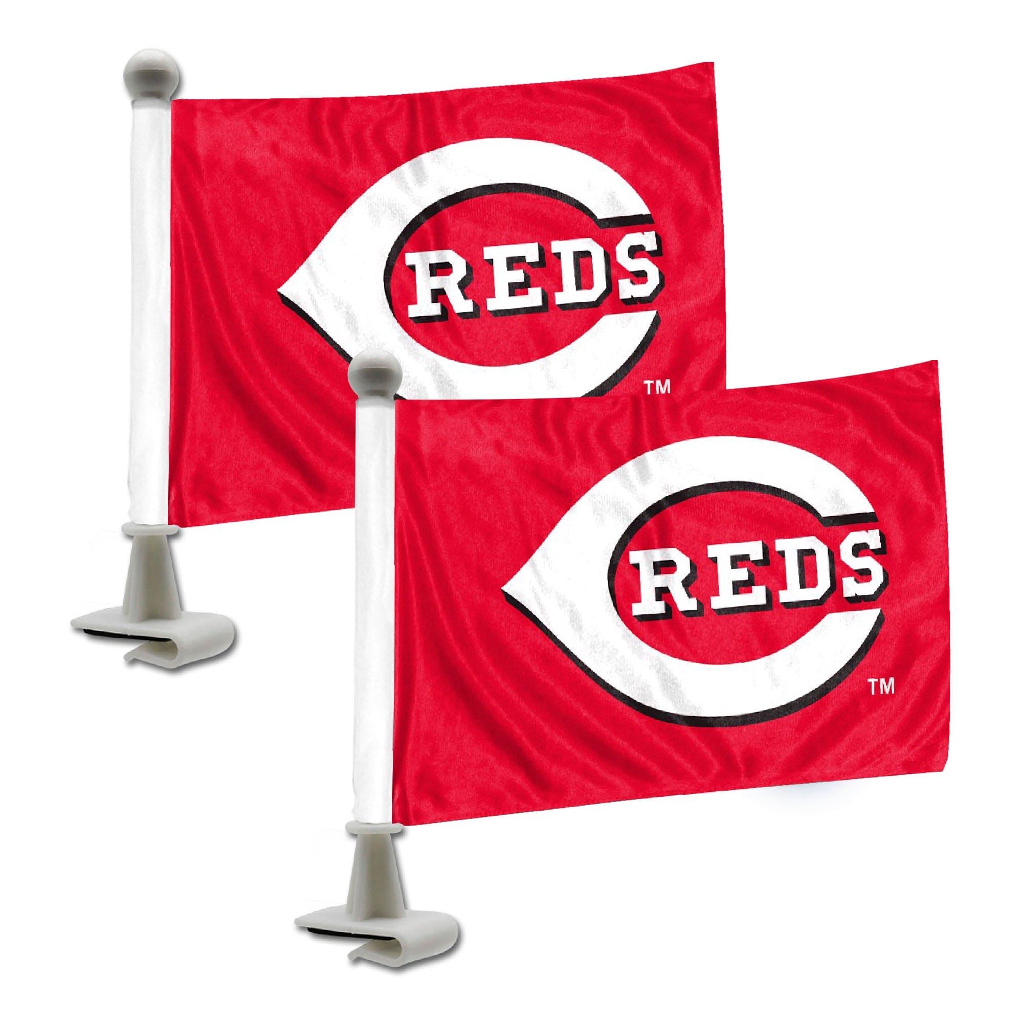 Cincinnati Reds Ambassador Car Flags - 2 Pack Mini Auto Flags, 4in X 6in - Cincinnati Reds