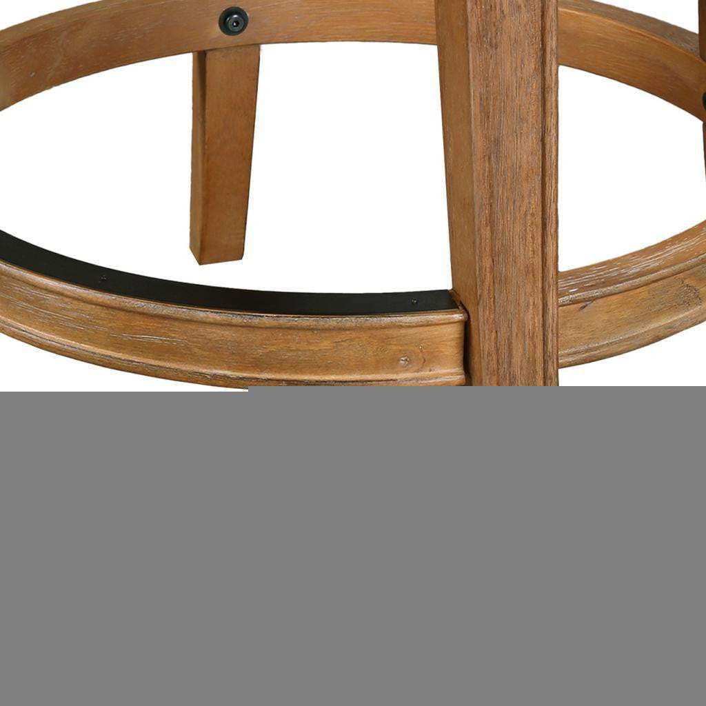 Linen and Brown Fabric and Solid Wood Low Back Counter Height Swivel Bar Chair - HomeRoots - Flyclothing LLC