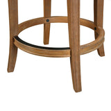 Linen and Brown Fabric and Solid Wood Low Back Counter Height Swivel Bar Chair - HomeRoots - Flyclothing LLC