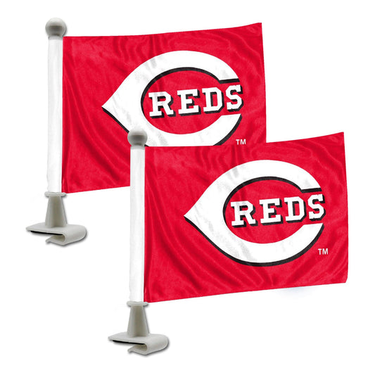 Cincinnati Reds Ambassador Car Flags - 2 Pack Mini Auto Flags, 4in X 6in - Cincinnati Reds