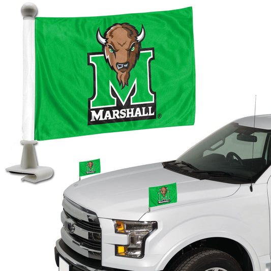 Marshall Thundering Herd Ambassador Car Flags - 2 Pack Mini Auto Flags, 4in X 6in - Marshall
