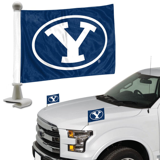 BYU Cougars Ambassador Car Flags - 2 Pack Mini Auto Flags, 4in X 6in - BYU