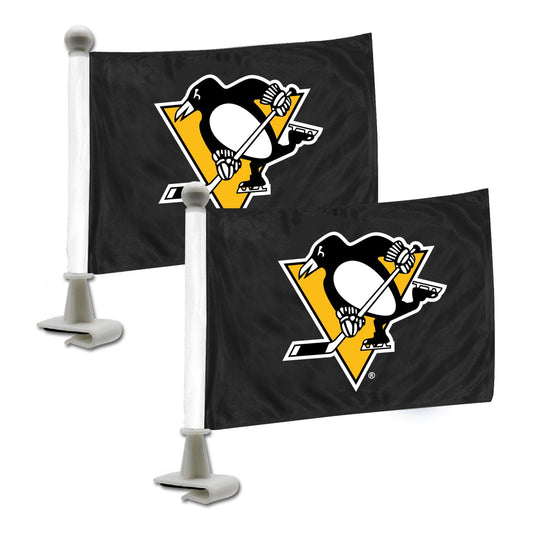 Pittsburgh Penguins Ambassador Car Flags - 2 Pack Mini Auto Flags, 4in X 6in - Pittsburgh Penguins