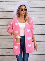Angel Wings Heart Open Front Long Sleeve Cardigan - Trendsi - Flyclothing LLC