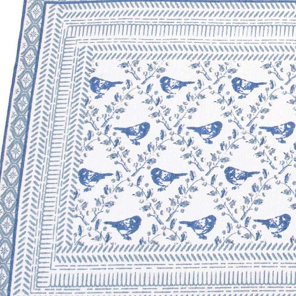 68" Blue And White Geometric And Floral Table Runner - HomeRoots - Flyclothing LLC