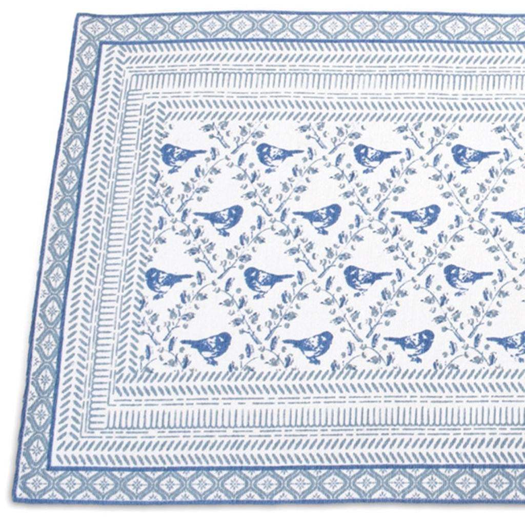 68" Blue And White Geometric And Floral Table Runner - HomeRoots - Flyclothing LLC