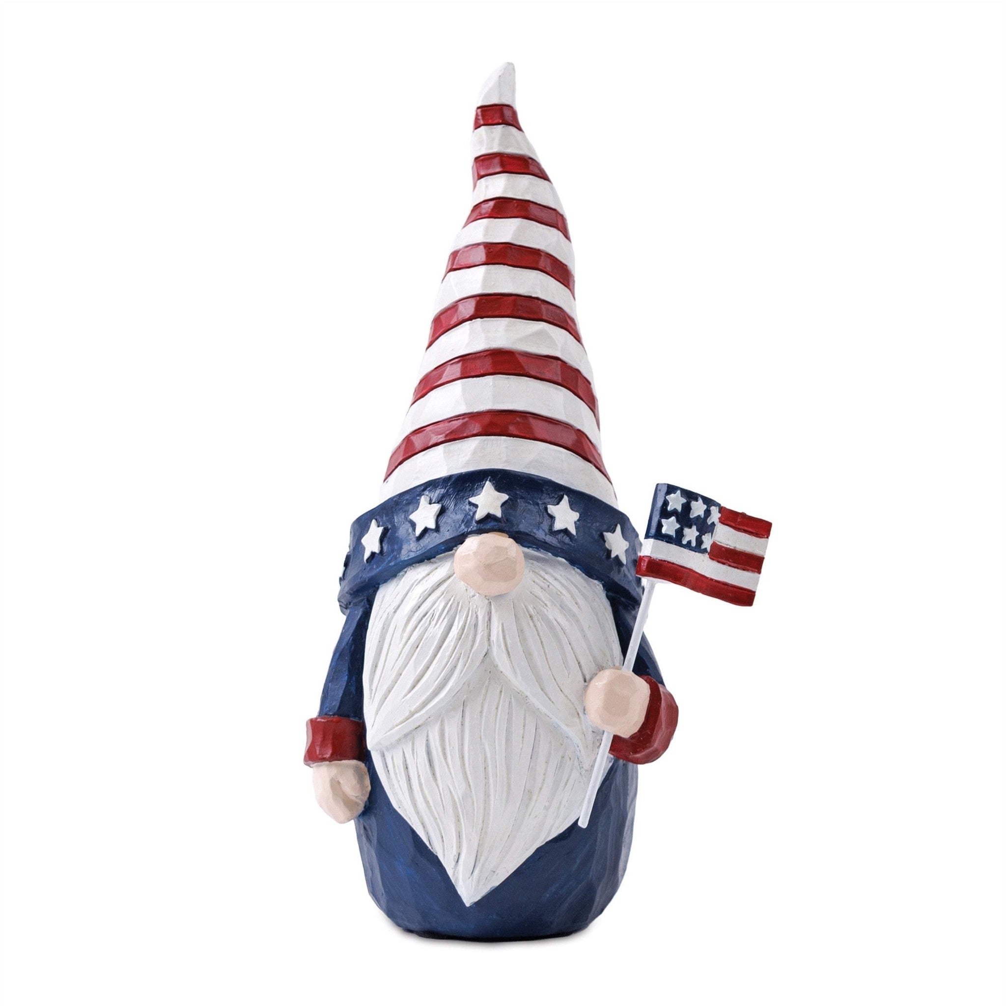 Set of Two Red White And Blue Polyresin Standing Gnomes - HomeRoots - Flyclothing LLC