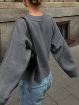 Ribbed Round Neck Dropped Shoulder Sweater - Trendsi - Flyclothing LLC