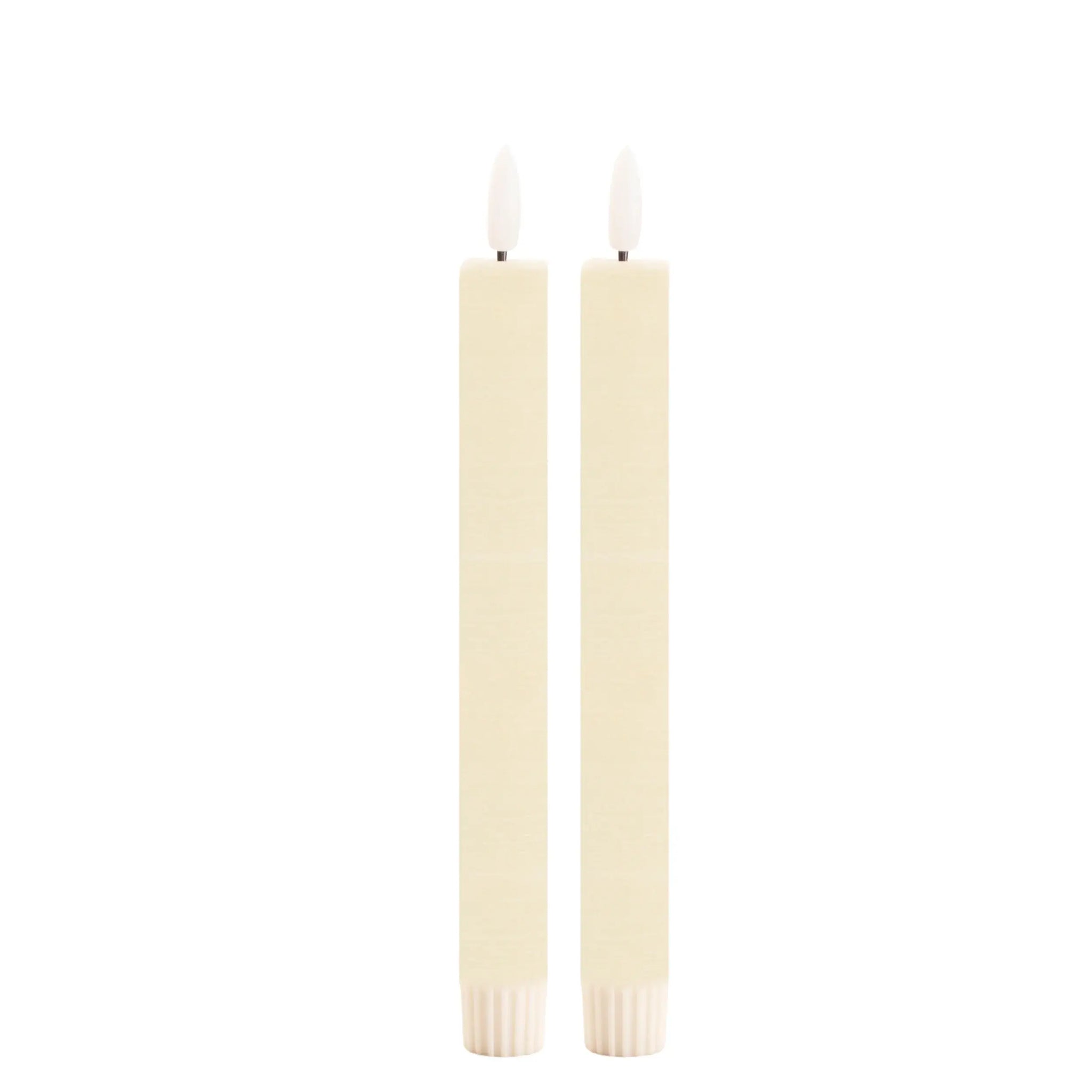Set of Two Ivory Unscented Candle Flameless Taper Candles - Homeroots - Flyclothing LLC