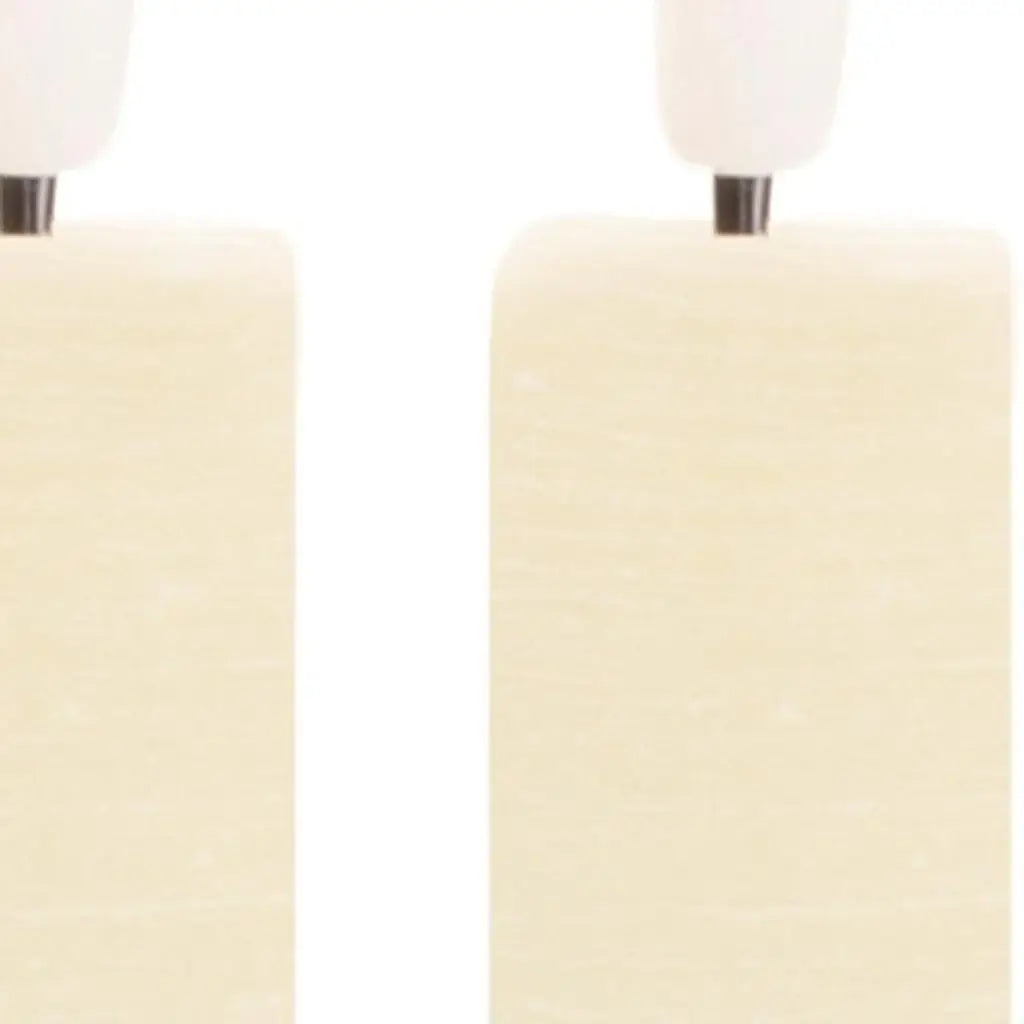 Set of Two Ivory Unscented Candle Flameless Taper Candles - Homeroots - Flyclothing LLC
