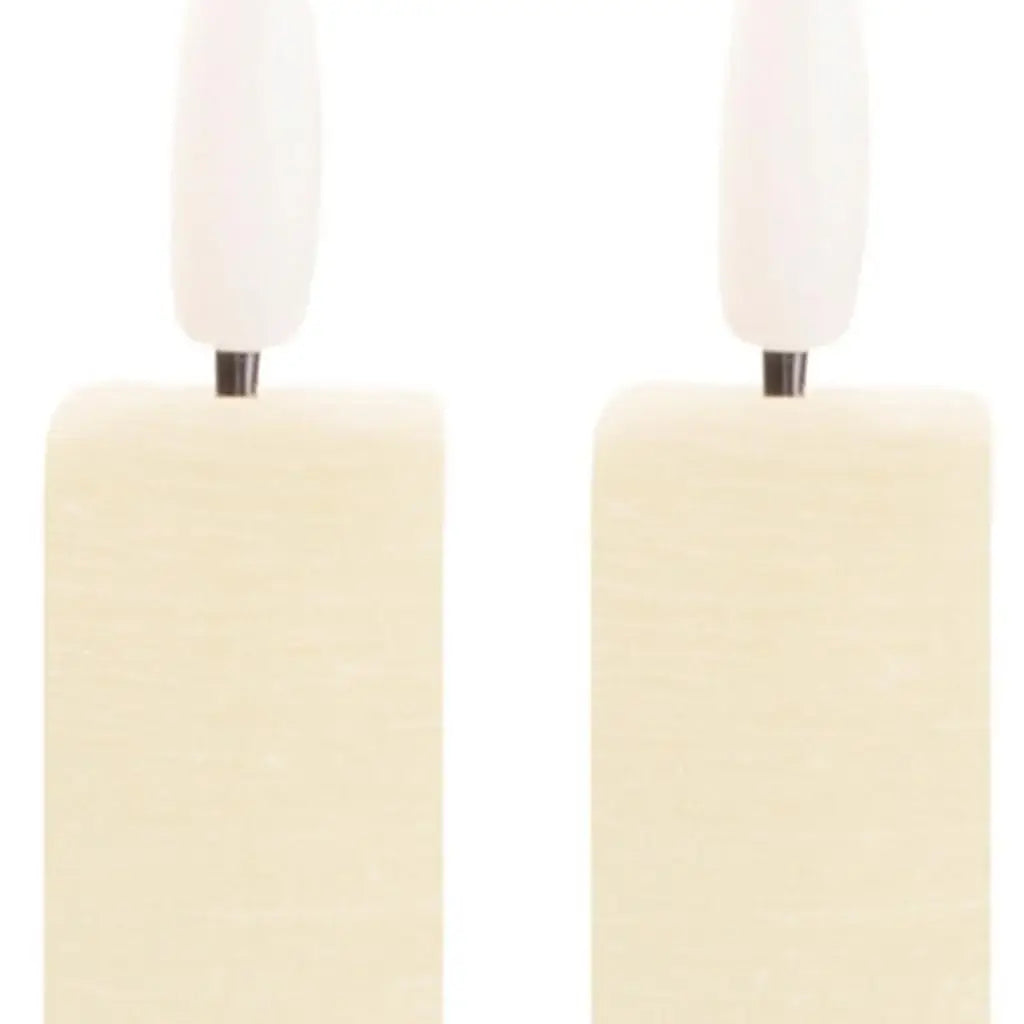 Set of Two Ivory Unscented Candle Flameless Taper Candles - Homeroots - Flyclothing LLC