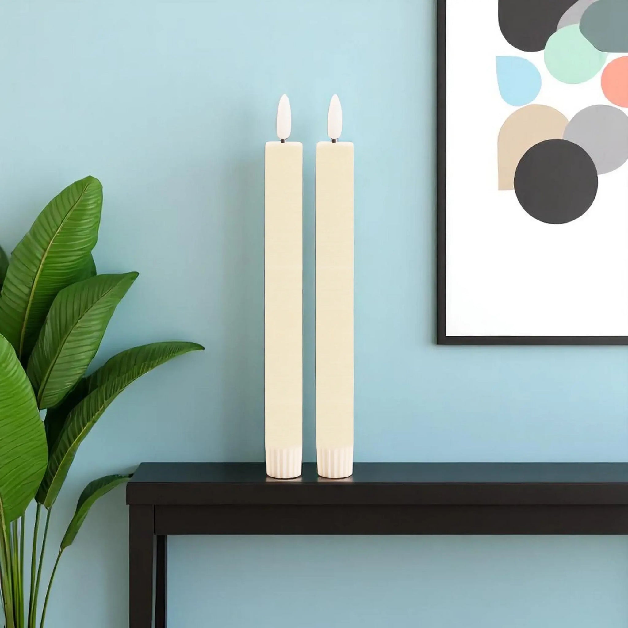 Set of Two Ivory Unscented Candle Flameless Taper Candles - Homeroots - Flyclothing LLC