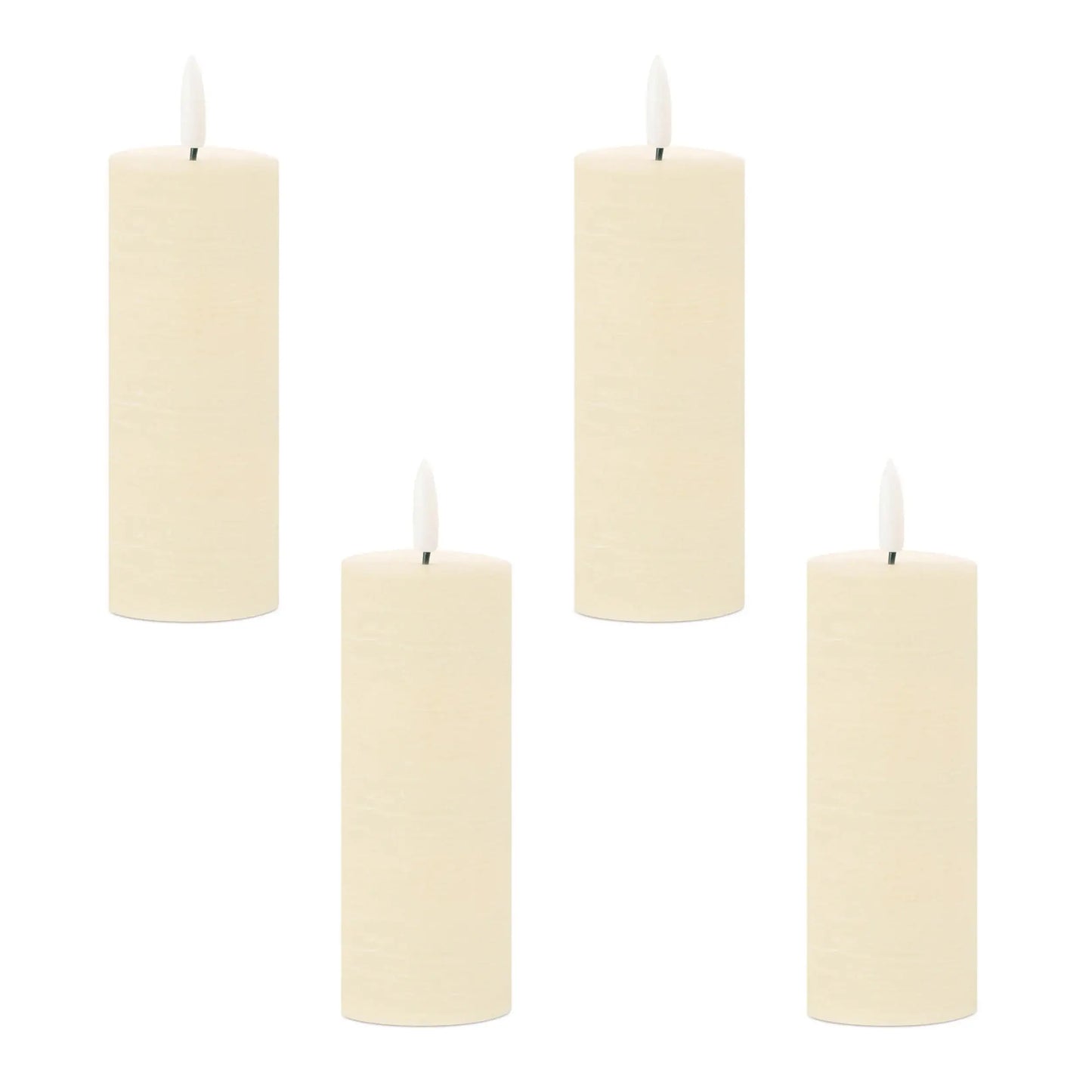 Set of Four Ivory Unscented Candle Flameless Pillar Candles - Homeroots - Flyclothing LLC