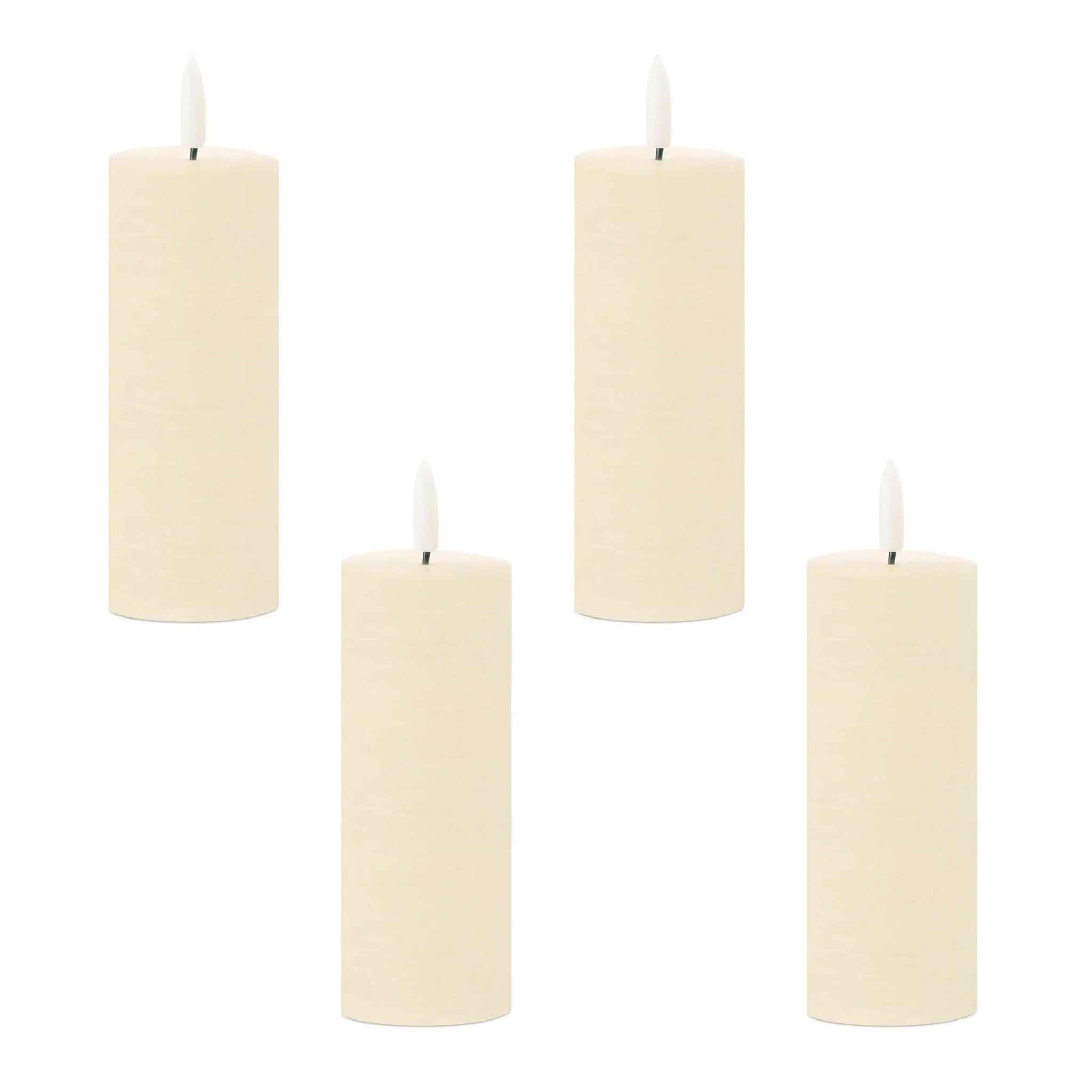 Set of Four Ivory Unscented Candle Flameless Pillar Candles - Homeroots - Flyclothing LLC