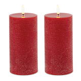 Set of Two Red Unscented Candle Flameless Pillar Candles - Homeroots - Flyclothing LLC