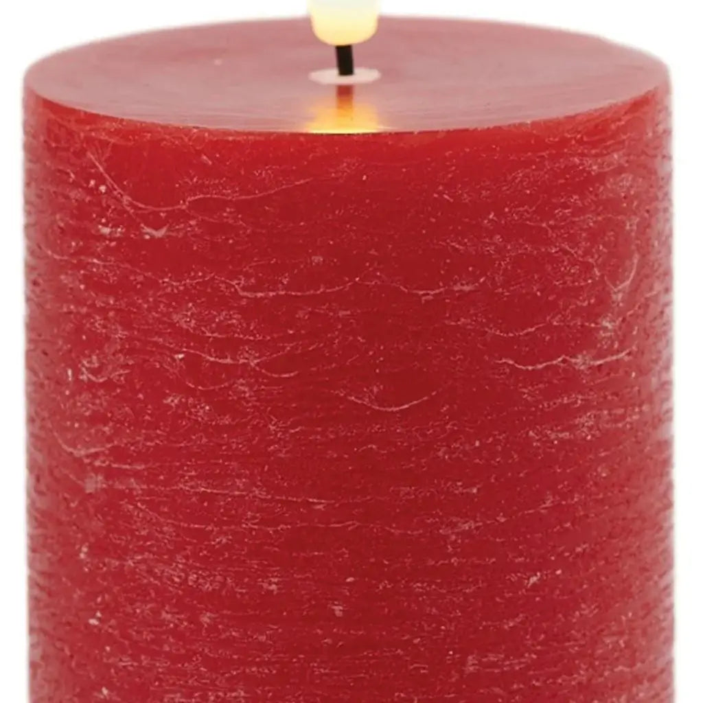 Set of Two Red Unscented Candle Flameless Pillar Candles - Homeroots - Flyclothing LLC