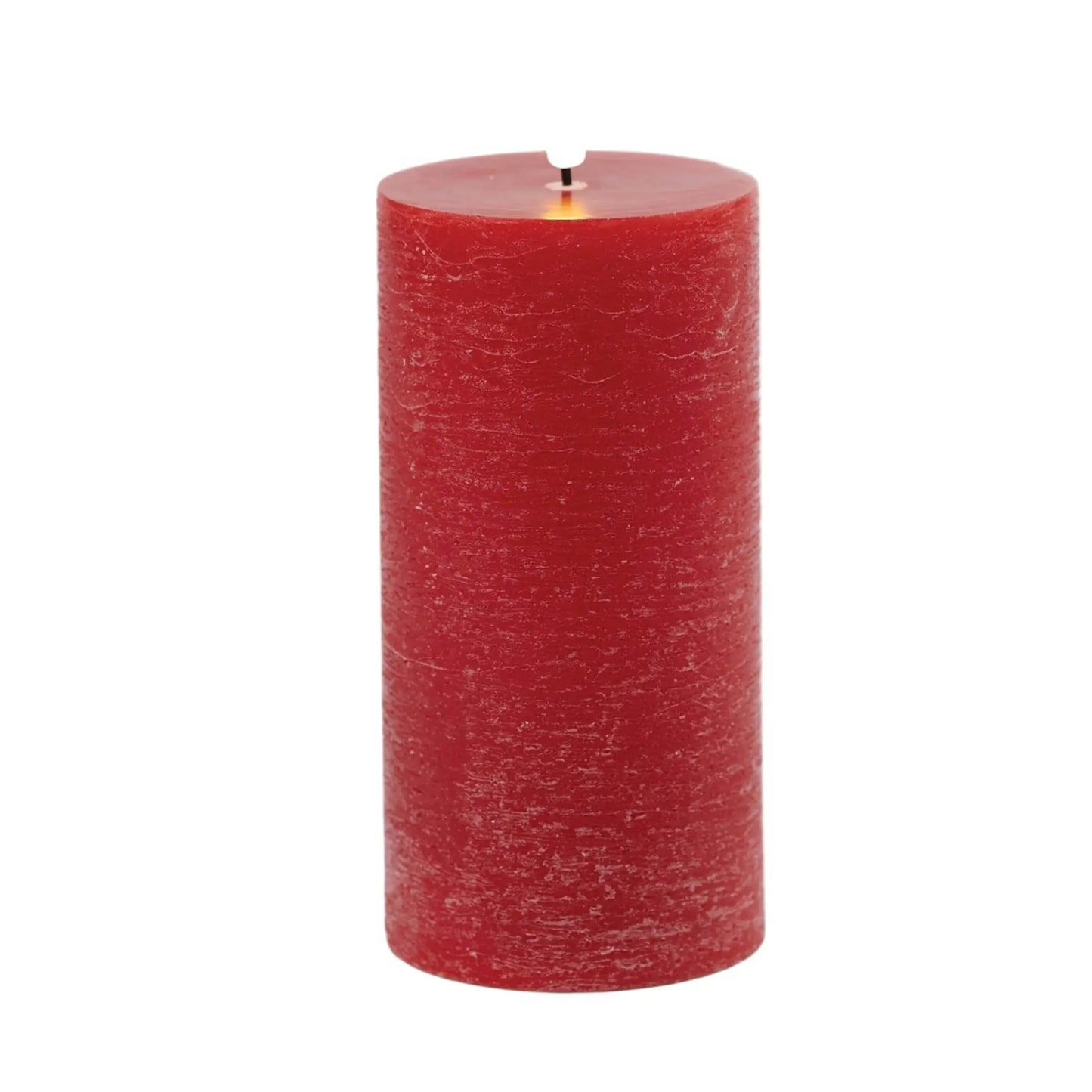 Set of Two Red Unscented Candle Flameless Pillar Candles - Homeroots - Flyclothing LLC