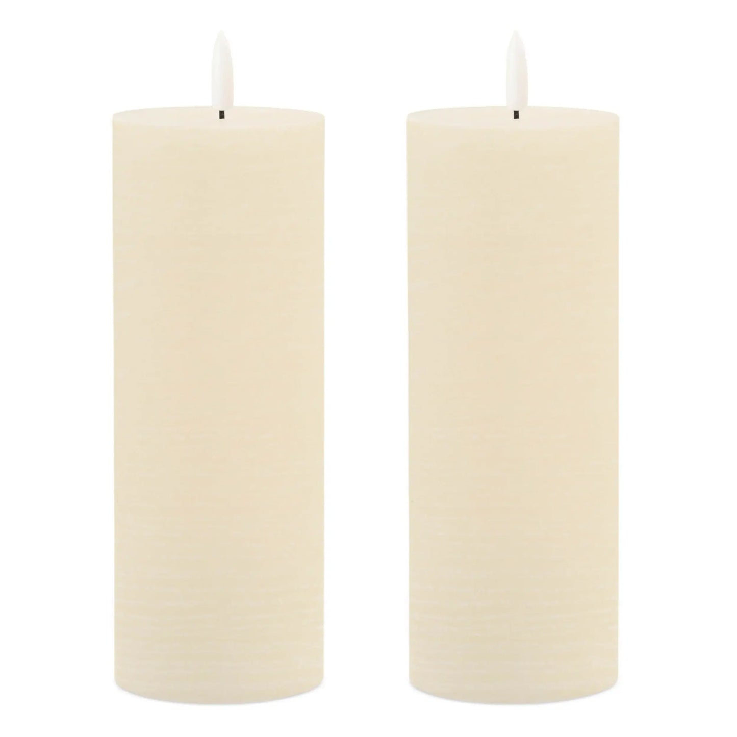 Set of Two Ivory Unscented Candle Flameless Pillar Candles - Homeroots - Flyclothing LLC