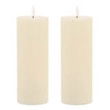 Set of Two Ivory Unscented Candle Flameless Pillar Candles - Homeroots - Flyclothing LLC