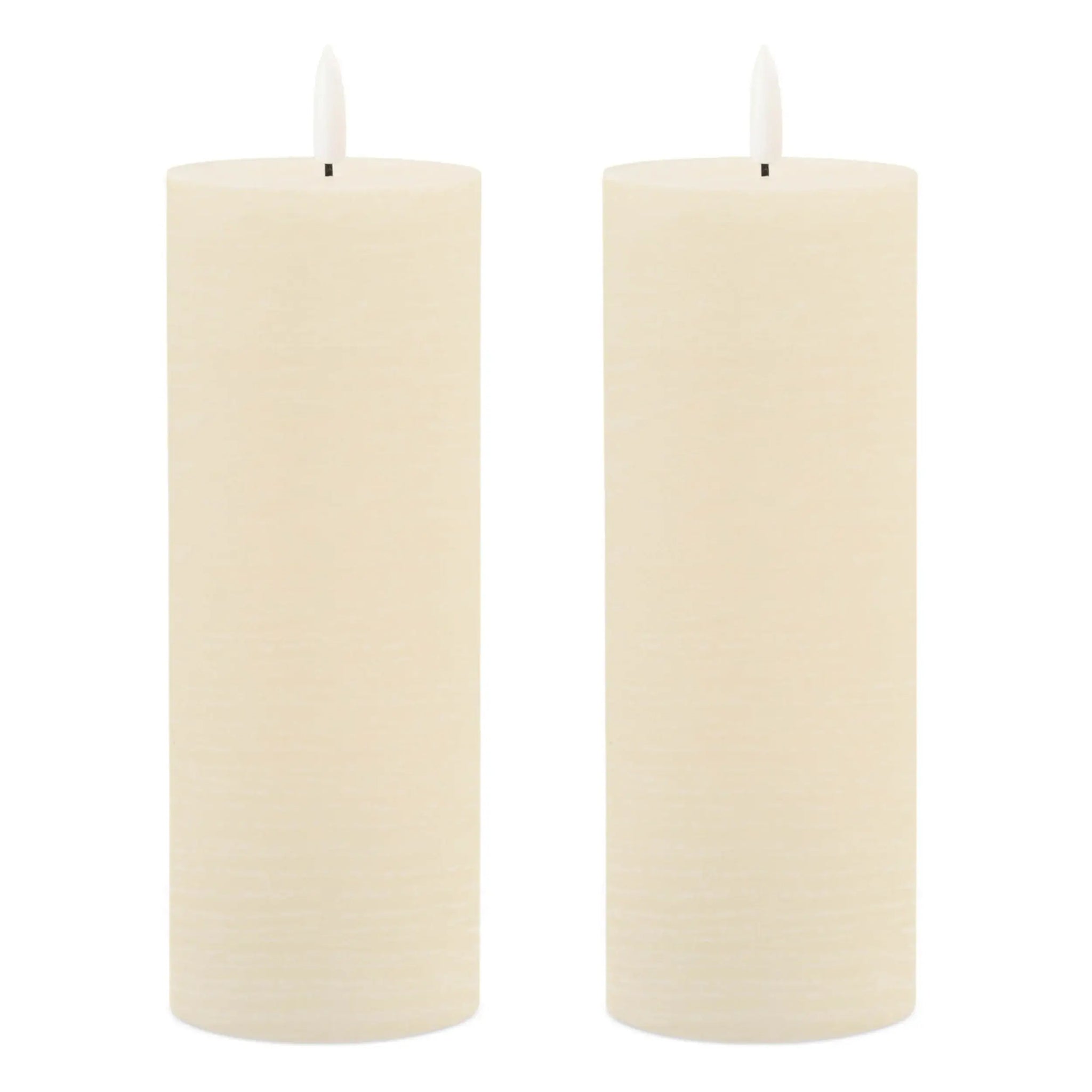 Set of Two Ivory Unscented Candle Flameless Pillar Candles - Homeroots - Flyclothing LLC