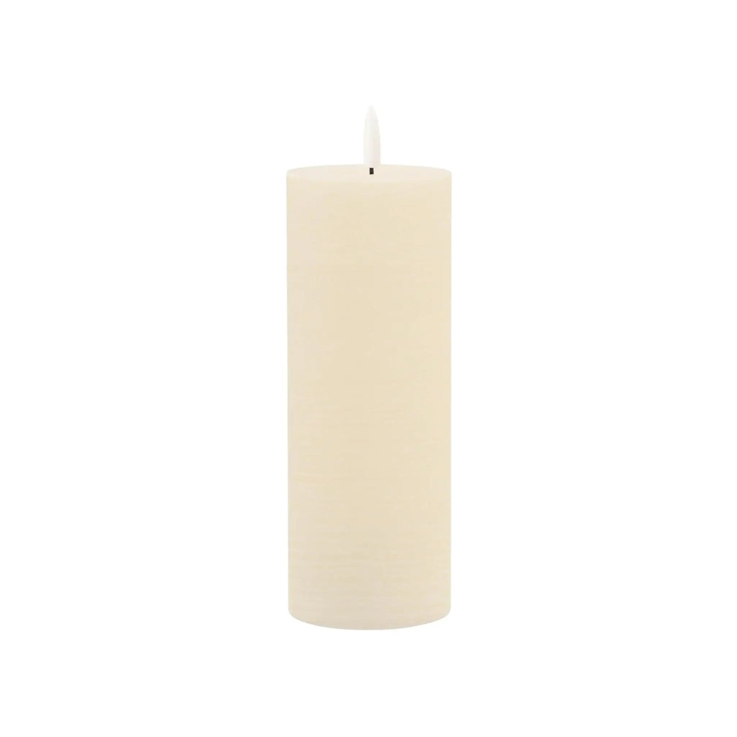 Set of Two Ivory Unscented Candle Flameless Pillar Candles - Homeroots - Flyclothing LLC