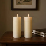 Set of Two Ivory Unscented Candle Flameless Pillar Candles - Homeroots - Flyclothing LLC