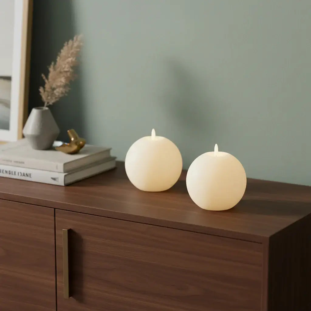 Set of Two Ivory Unscented Candle Flameless Designer Candles - Homeroots - Flyclothing LLC