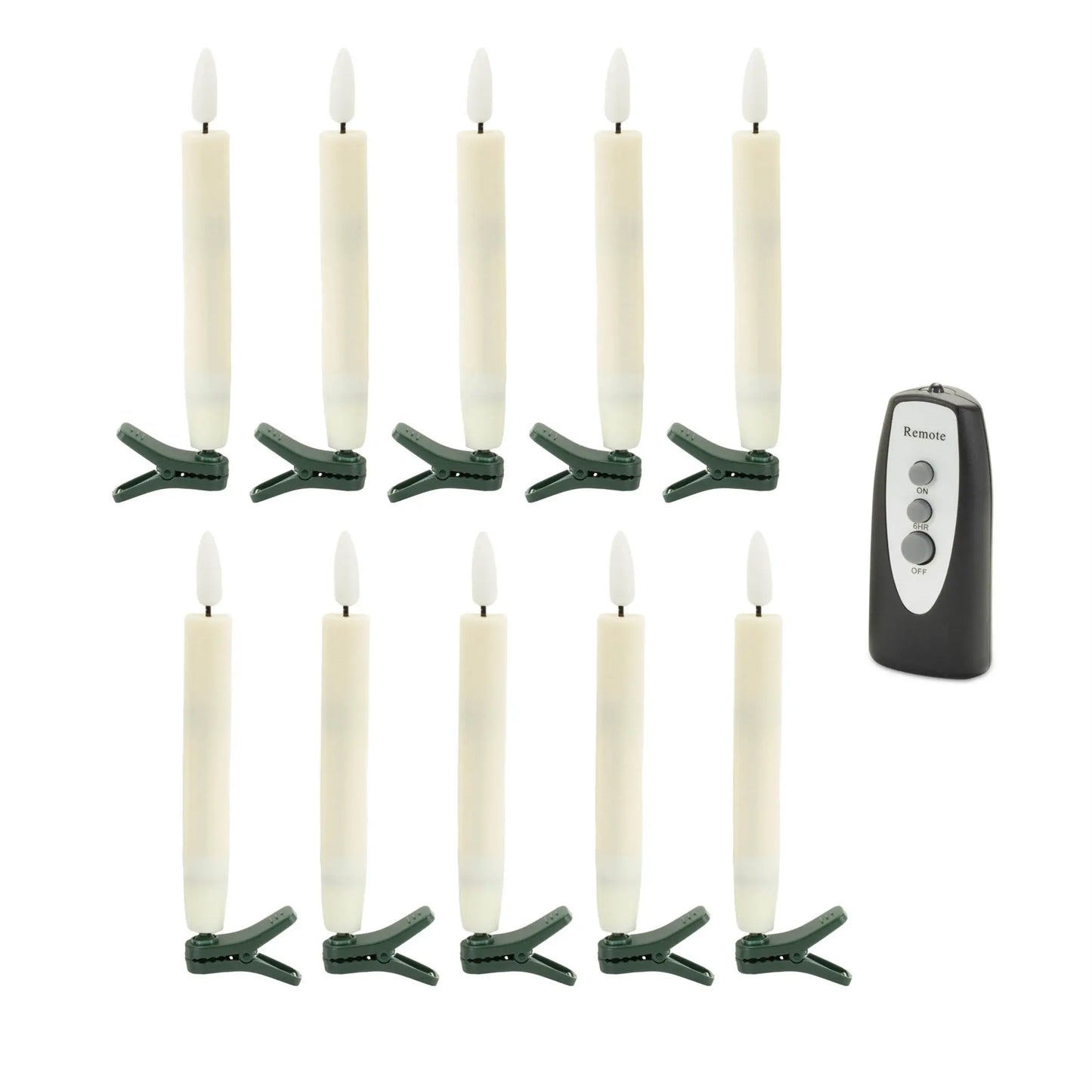 Set of Ten Beige Flameless Clip-On Christmas Taper Candles - Homeroots - Flyclothing LLC