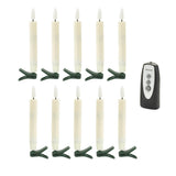 Set of Ten Beige Flameless Clip-On Christmas Taper Candles - Homeroots - Flyclothing LLC