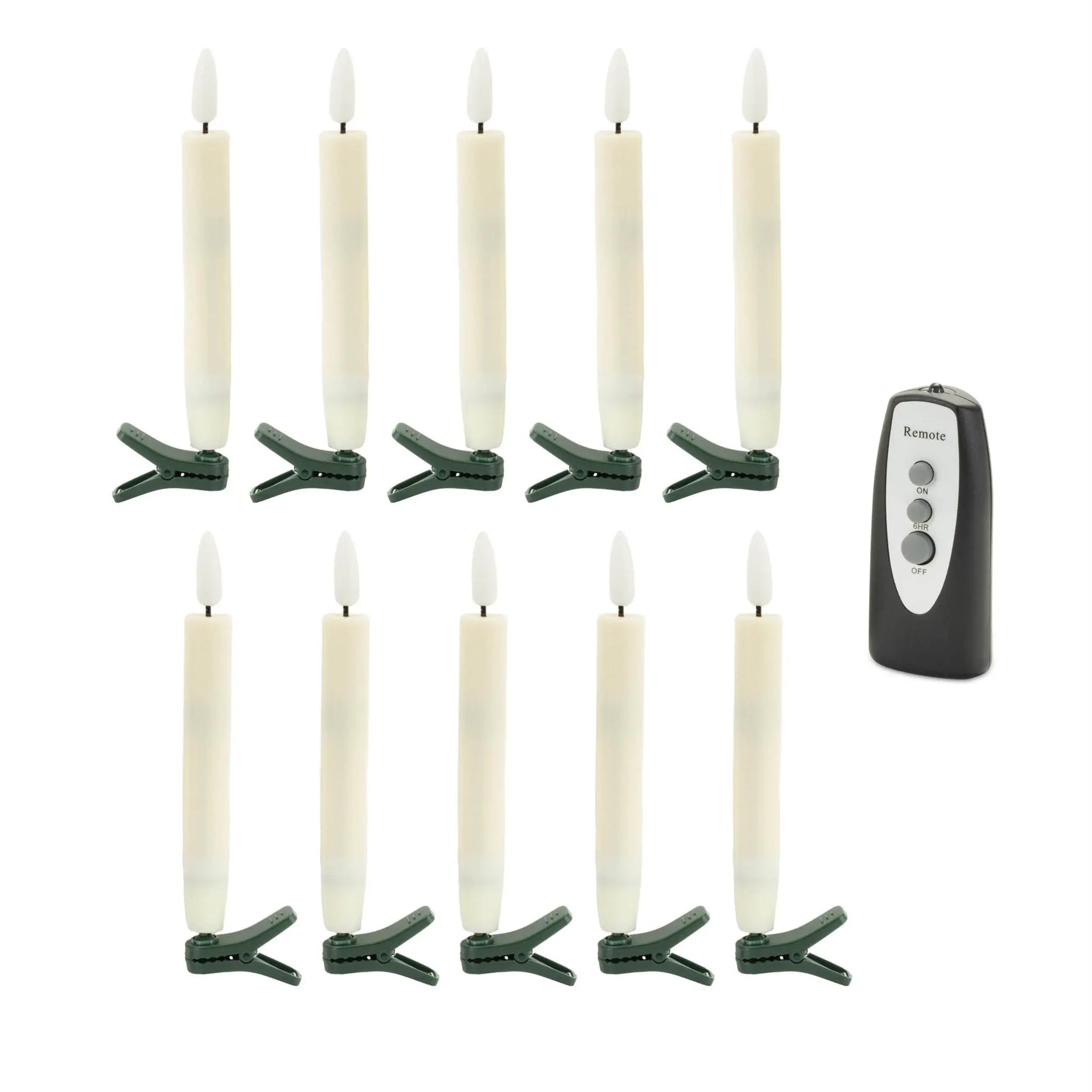Set of Ten Beige Flameless Clip-On Christmas Taper Candles - Homeroots - Flyclothing LLC