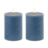 Set of Two Blue Unscented Candle Flameless Pillar Candles - Homeroots - Flyclothing LLC