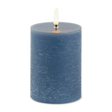 Set of Two Blue Unscented Candle Flameless Pillar Candles - Homeroots - Flyclothing LLC