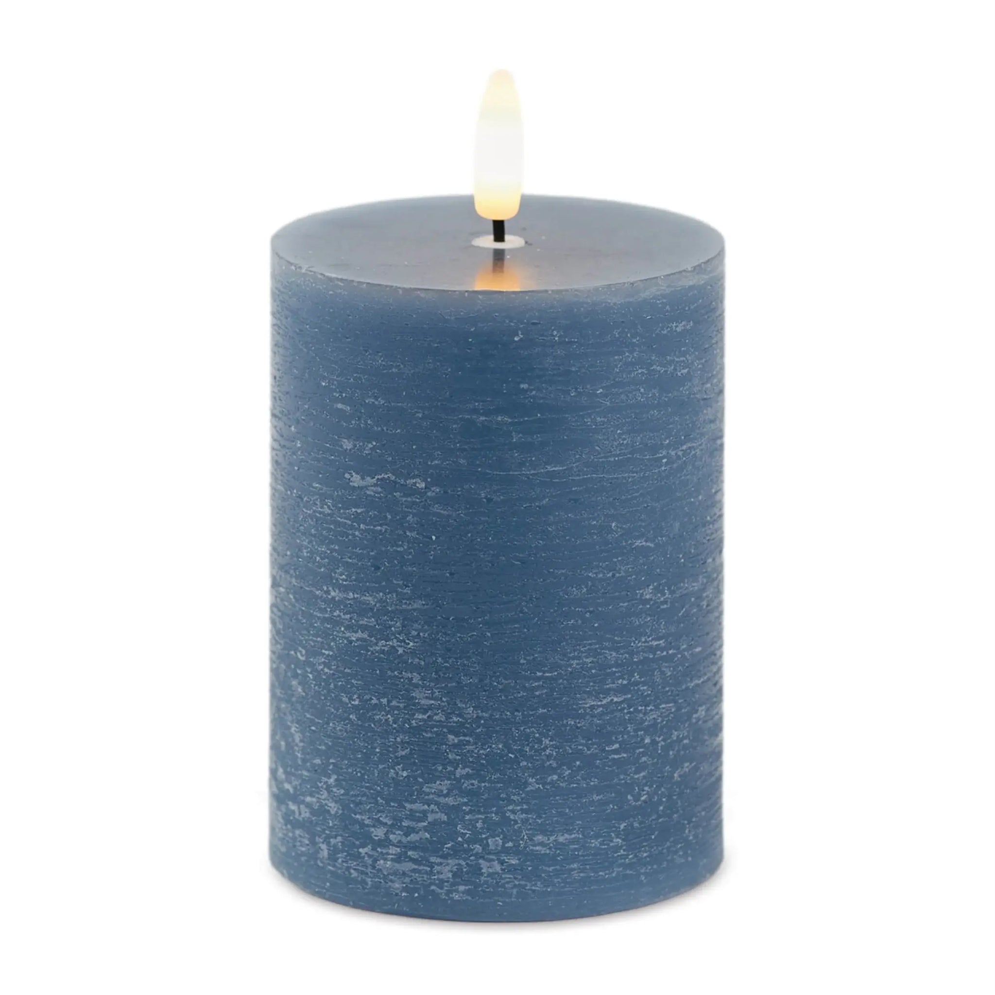 Set of Two Blue Unscented Candle Flameless Pillar Candles - Homeroots - Flyclothing LLC