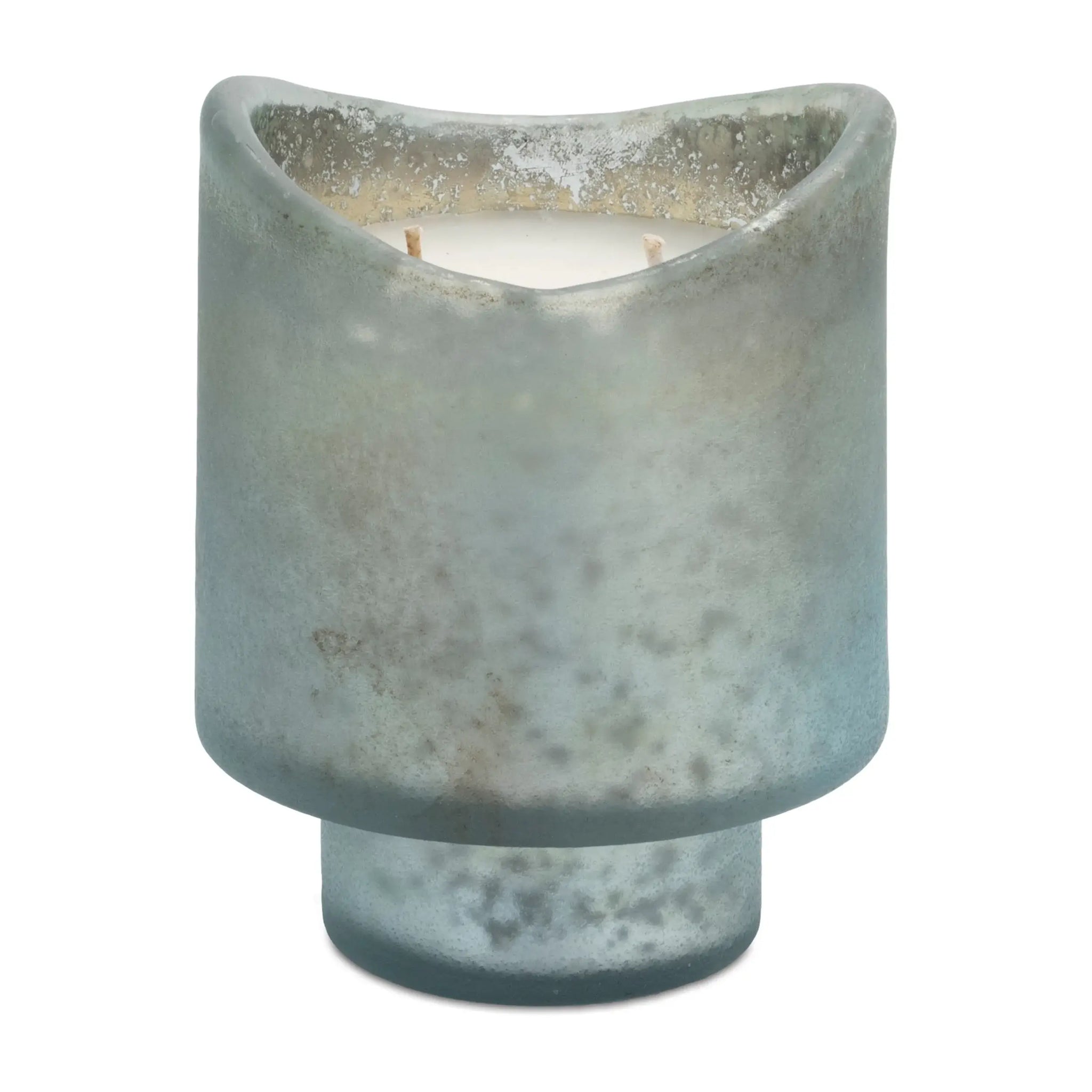 Set of Two White Currant Scented Two Wick Candles In Frosted Glass Holders - Homeroots - Flyclothing LLC