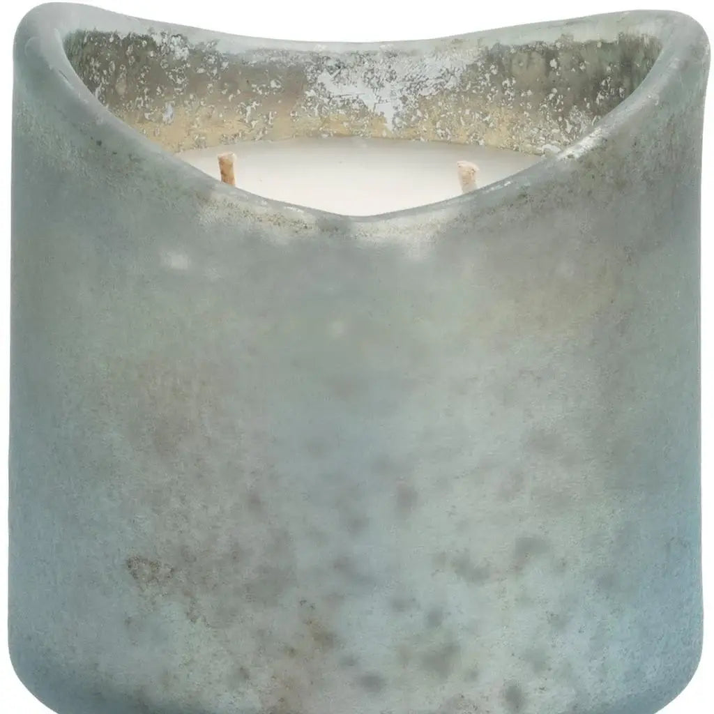 Set of Two White Currant Scented Two Wick Candles In Frosted Glass Holders - Homeroots - Flyclothing LLC