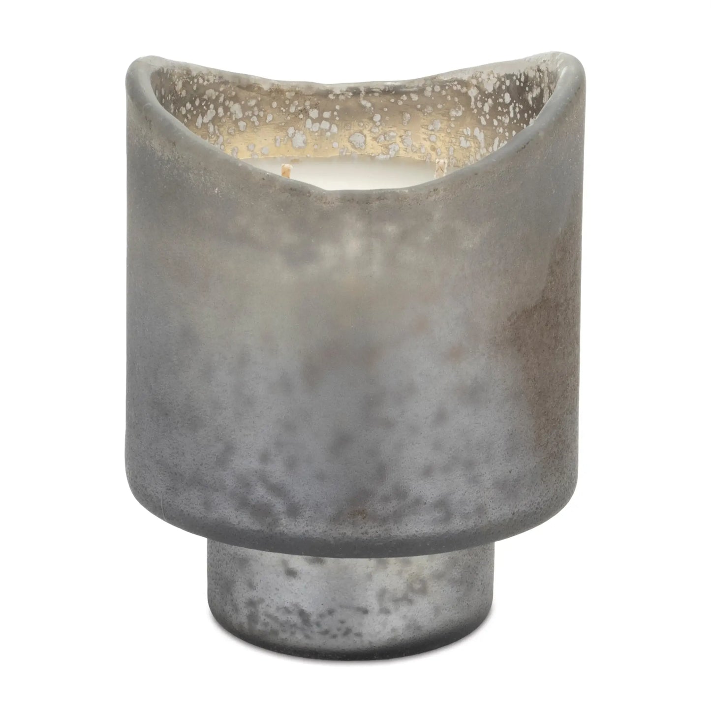 Set of Two White Currant Scented Two Wick Candles In Frosted Glass Holders - Homeroots - Flyclothing LLC
