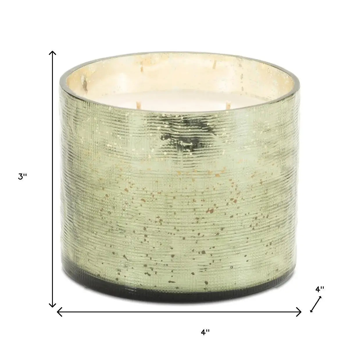 4" White Scented Two Wick Candle In Green Distressed Frosted Glass Holder - Homeroots - Flyclothing LLC