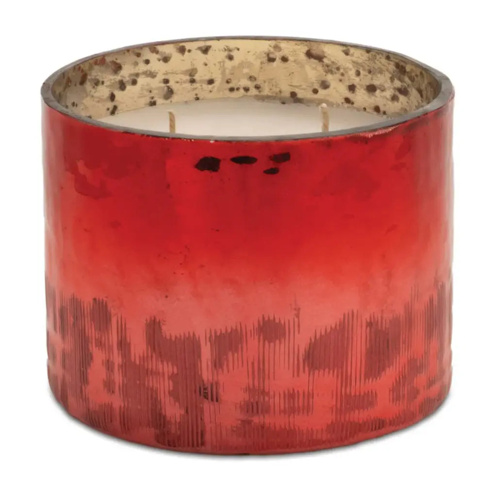 4" White Cranberry Scented Two Wick Candle In Red Distressed Frosted Glass Holder - Homeroots - Flyclothing LLC