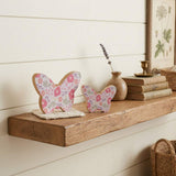 Set of Two White And Pink Wood Butterfly Tabletop Sculptures - HomeRoots - Flyclothing LLC