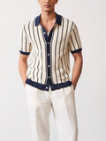 Men's Plus Size Striped Button Down Short Sleeve Shirt - Trendsi