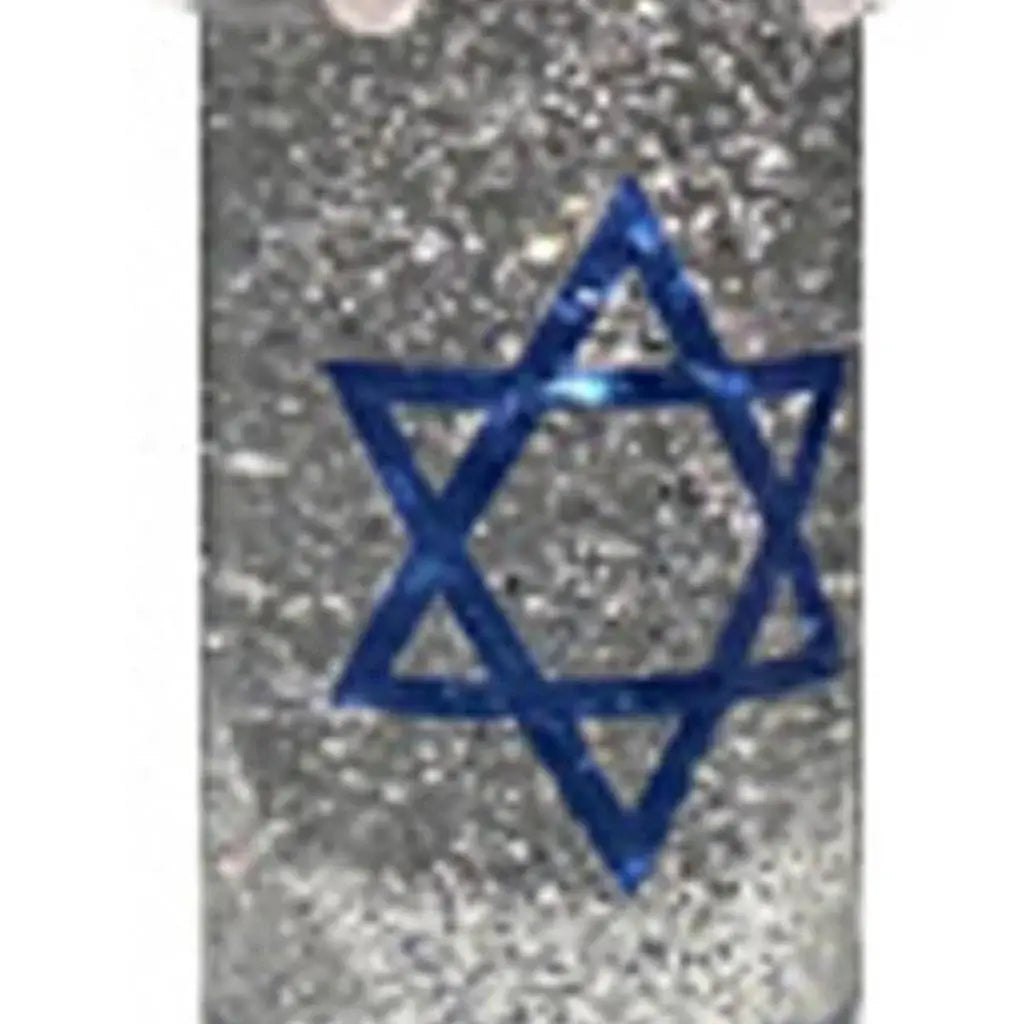 10" Blue And White Flameless Hanukkah Pillar Candle With Snow Globe - Homeroots - Flyclothing LLC