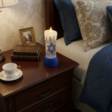 10" Blue And White Flameless Hanukkah Pillar Candle With Snow Globe - Homeroots - Flyclothing LLC