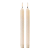 Set of Two Beige Flameless Taper Candles - Homeroots - Flyclothing LLC