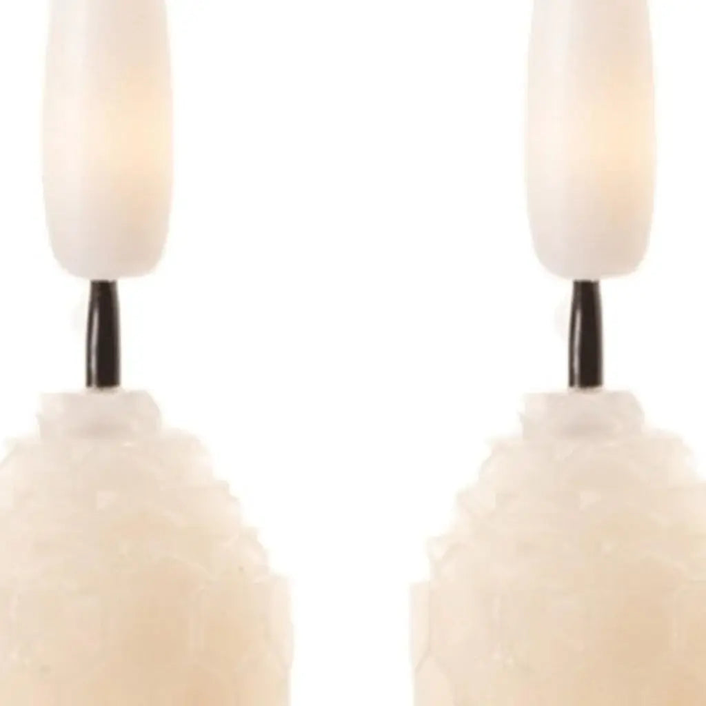 Set of Two Beige Flameless Taper Candles - Homeroots - Flyclothing LLC