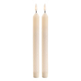 Set of Two Beige Flameless Taper Candles - Homeroots - Flyclothing LLC