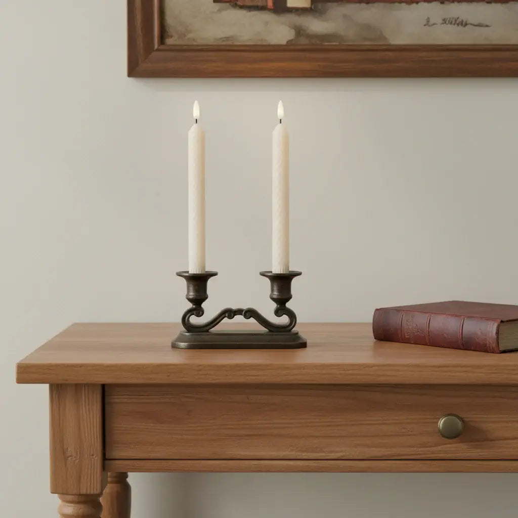 Set of Two Beige Flameless Taper Candles - Homeroots - Flyclothing LLC