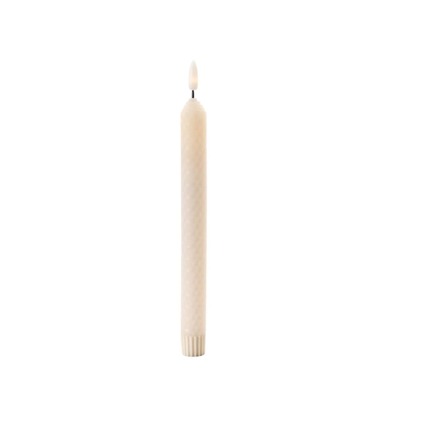 Set of Two Beige Flameless Taper Candles - Homeroots - Flyclothing LLC