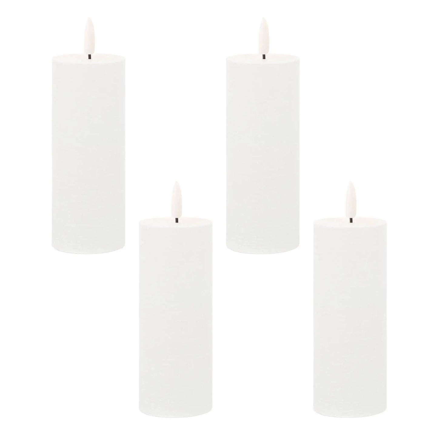 Set of Four White Unscented Candle Flameless Pillar Candles - Homeroots - Flyclothing LLC