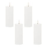 Set of Four White Unscented Candle Flameless Pillar Candles - Homeroots - Flyclothing LLC